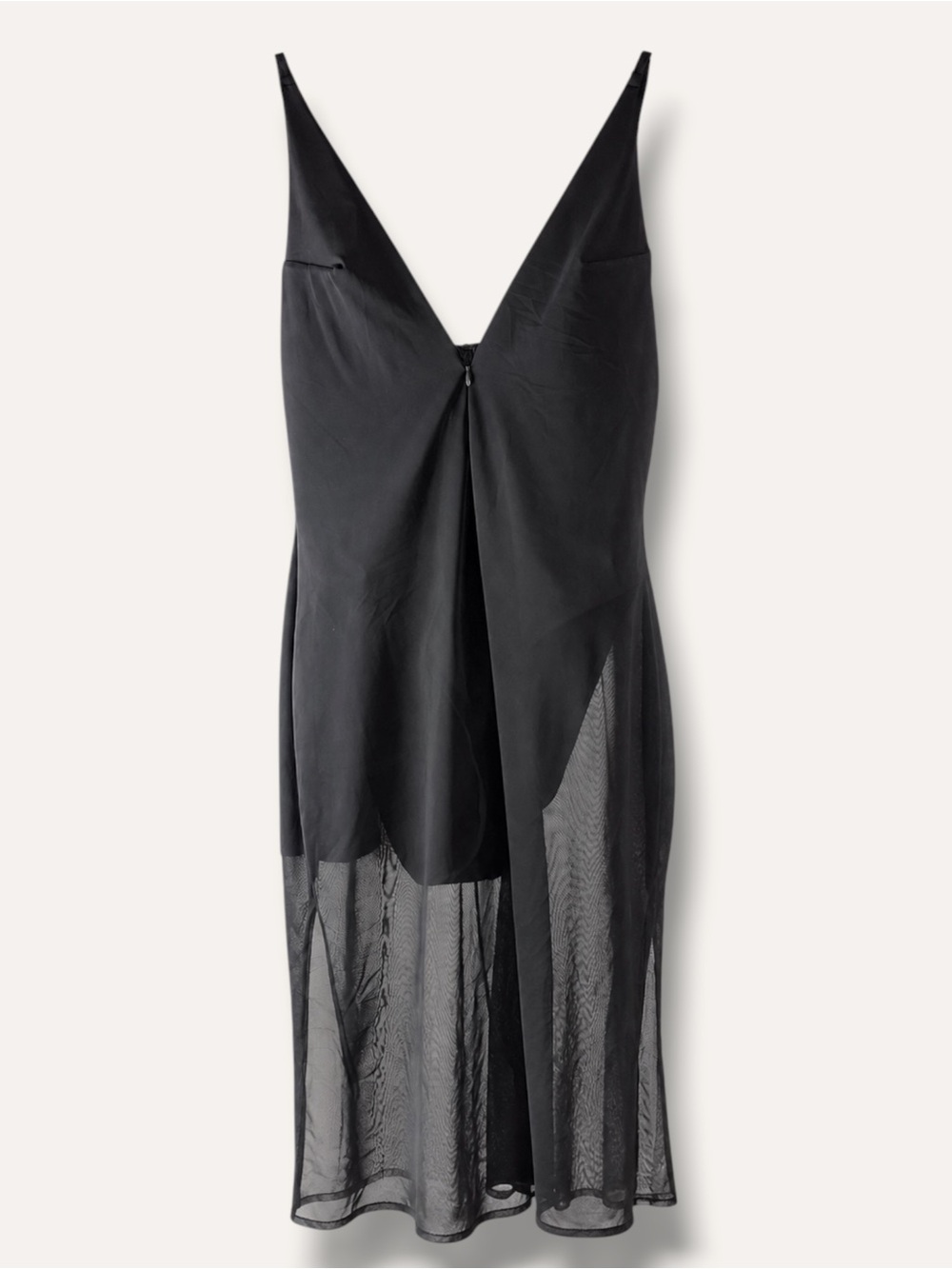 SKIMS Body Mesh Plunge Midi Dress Onyx Black Size Large NWT